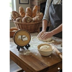 SIGNED Nan Groves Buffalo Decorative Bread Warming TILE TRIVET